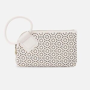 HOBO Sable Clutch Wristlet Perforated White Leather